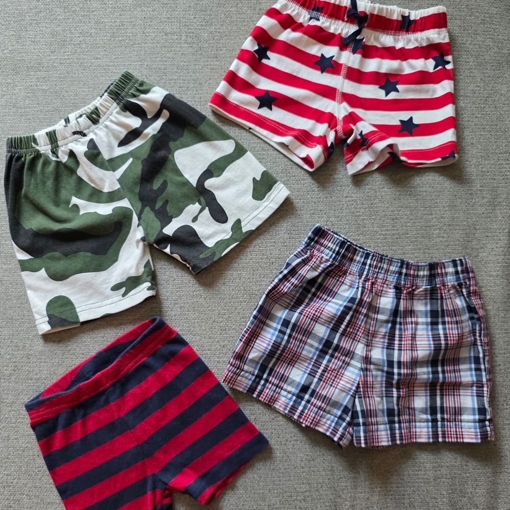 Baby Boys Short Bundle 3 6M Carters Bundles Kidgets Camo Plaid Stars Stripes 4pc